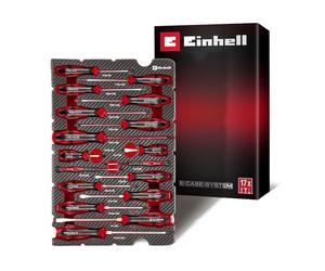 Einhell E-Case insert d’outils 17 pièces avec jeu de tournevis | Tournevis de réglage de carburateur | mécanique de précision | capuchon de frappe | profil Torx | acier CrV | système E-Case