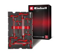 Einhell E-Case insert d’outils 9 pièces avec tournevis en T | Montage de machines et de véhicules | Ø H2-H10 | tête sphérique | lame à 90° | six pans creux | acier CrV | système E-Case
