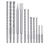Einhell Jeu de 12 forets et burins pour marteaux perforateurs à mandrin SDS-Plus (10 forets Ø 5-16 mm, burin plat et pointeau)