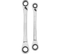 Einhell Jeu de 2 clés polygonales doubles à cliquet 4-en-1, 8-19 mm | 8 dimensions de liquet 72 dents | levier au pouce | acier 40Cr | forme droite | 2x clés polygonales doubles à cliquet