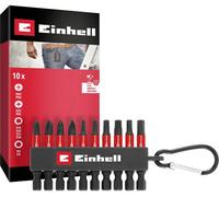 Einhell Jeu d'embouts à impact 118633 – 10 pièces 1/4 (6,3 mm) PH/PZ/hexagonal/TX, 50 mm, mousqueton