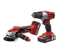 Einhell Kit outils TE-TK 18 Li Kit (Perceuse Visseuse + Meuleuse) - Système Power X-Change (18 V, Profondeur de coupe : 28 mm) Livré avec Batteries 1,5Ah + 3,0Ah et Chargeur