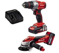 Einhell Kit outils TE-TK 18 Li Kit (Perceuse Visseuse + Meuleuse) - Système Power X-Change (18 V, Profondeur de coupe : 28 mm) Livré avec Batteries 1,5Ah + 3,0Ah et Chargeur