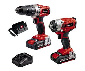 Einhell Kit Perceuse Visseuse sans fil TE-CD 18/2 Li + Clé à Chocs TE-CI 18/1 Li- Power X-Change (18 V, 1,5 Ah, Temps de charge : 30 min, avec Sac de Transport) Livré 2 Batteries 2,0Ah et Chargeur