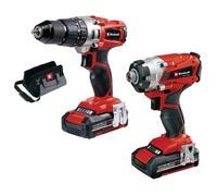 Einhell Kit Perceuse Visseuse TE-CD 18/2 Li + Clé à Chocs TE-CI 18/1 Li PXC (18V) Livré 2 Batteries 2,0Ah et Chargeur