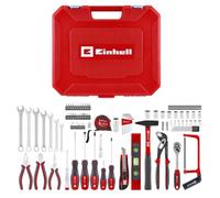 Einhell mallette à outils 100 pièces | Embouts S2 | Cliquet réversible 3/8" | Douilles | Pinces | Scie à métaux | Mètre 3-m | Niveau à bulle | Marteau méca. 300-g