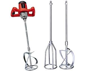 Einhell mélangeur pour peinture et mortier TC-MX 1200 E (680 tours/min, appareil mono-vitesse compact pour le malaxage de matériaux visqueux, mélangeur pour mortier 100 mm) + Kit de 2 agitateur