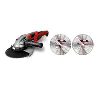 Einhell Meuleuse d'angle TE-AG 230/2000 (2000 W, Capot de protection, Poignée ergonomique, Livré avec poignée supplémentaire) + Kit de 2 disques de coupe diamant