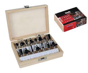 Einhell Original Set de 15 fraises | accessoire défonceuse | pour bois | tige 8 mm | pour fraiser divers profils | boîte
