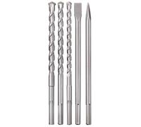 Einhell Original Set de forets et burins SDS Max | accessoire marteau de démolition/perforateur | 3 forets pierre Ø 18, 20, 25 mm | burin plat | burin pointu | coffret
