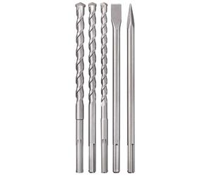 Einhell Original Set de forets et burins SDS Max | accessoire marteau de démolition/perforateur | 3 forets pierre Ø 18, 20, 25 mm | burin plat | burin pointu | coffret