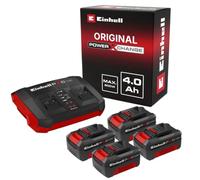 Einhell Original Starter Kit PXC 4 x 4,0 Ah & Twincharger 3A | PXC | 18 V | 900 W | 4 batteries + Twincharger 3 A | charge 75 min | PXC | Li-Ion | gestion de charge | affichage LED