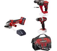 Einhell Pack 3 machines sans fil - Power X-Change (Meuleuse d'angle TC-AG 18/115, Marteau perforateur TE-HD 18, Perceuse-visseuse TE-CD 18/40) + Chargeur et Batterie 4,0Ah + 1 sac de rangement
