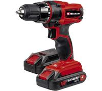 Einhell Perceuse Visseuse sans fil TC-CD 18-2 Li (18 V, Couple : 38 Nm, Blocage de l'arbre, Conception ergonomique) Livré en coffret avec chargeur et batterie supplémentaire