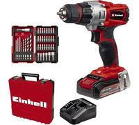 Einhell Perceuse Visseuse sans fil TE-CD 18/2 Li +39 (1 x 2,5 Ah) Power X-Change (Li-Ion, 18 V, Couple 44 Nm) Livré avec Batterie 2,5 Ah, Chargeur et 39 Accessoires