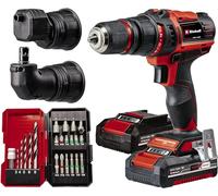 Einhell Perceuse Visseuse sans fil TE-CD 18/45 3X-Li +22 Power X-Change (18V, couple 45 Nm, Mandrin amovible avec porte-embouts, avec 22 accessoires) Livré avec 2 Batteries 2,0Ah + Chargeur