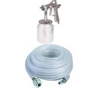 Einhell Pistolet à pulvérisation de Peinture à air comprimé pour compresseur (5 Bar Max, réservoir 1 L, régulateur débit de Peinture et de Jet, raccord Inclus) + Tuyau PVC 15m