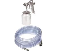 Einhell Pistolet à pulvérisation de Peinture à air comprimé pour compresseur (5 Bar Max, réservoir 1 L, régulateur débit de Peinture et de Jet, raccord Inclus) + Tuyau PVC 10m