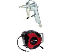 Einhell Pistolet court de soufflage/Soufflette à air comprimé pour compresseur (8 bar max, avec raccord rapide et buse 20 mm) + Dévidoir auto
