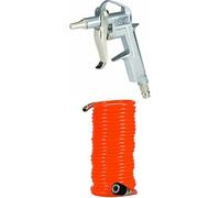 Einhell Pistolet court de soufflage/Soufflette à air comprimé pour compresseur (8 bar max, avec raccord rapide et buse 20 mm) + Tuyau spirale 8m