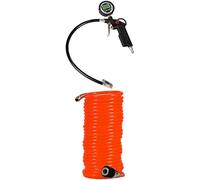Einhell Pistolet de gonflage avec manomètre digital à pneu pour compresseur à air (pression max 0-13 bar, soupape de décharge, gâchette, embout pour valve et tuyau flexible 40 cm) + Tuyau spirale 8m