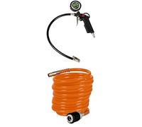 Einhell Pistolet de gonflage avec manomètre digital à pneu pour compresseur à air (pression max 0-13 bar, soupape de décharge, gâchette, embout pour valve et tuyau flexible 40 cm) + Tuyau spirale 4m