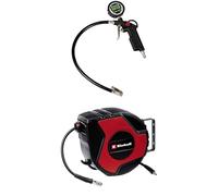 Einhell Pistolet de gonflage avec manomètre digital à pneu pour compresseur à air (pression max 0-13 bar, soupape de décharge, gâchette, embout pour valve et tuyau flexible 40 cm) + Dévidoir auto