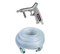 Einhell Pistolet de sablage à air comprimé pour compresseur (7 bar max, abrasif Ø 0,5 mm, gâchette progressive, 4 buses, tuyau et tube d’aspiration inclus) + Tuyau PVC 15m