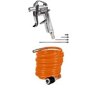 Einhell Pistolet de soufflage en kit/Soufflette à air comprimé pour compresseur (8 bar max, avec raccord rapide et 5 embouts) + Tuyau spirale 4m