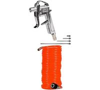 Einhell Pistolet de soufflage en kit/Soufflette à air comprimé pour compresseur (8 bar max, avec raccord rapide et 5 embouts) + Tuyau spirale 8m