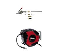 Einhell Pistolet de soufflage en kit/Soufflette à air comprimé pour compresseur (8 bar max, avec raccord rapide et 7 embouts) + Dévidoir auto