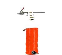 Einhell Pistolet de soufflage en kit/Soufflette à air comprimé pour compresseur (8 bar max, avec raccord rapide et 7 embouts) + Tuyau spirale 8m