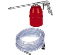 Einhell Pistolet pulvérisateur à air comprimé pour compresseur (8 Bar Max, réservoir 0,9 L, spécial Produits nettoyants et huiles légères, régulateur débit et de Jet, raccord Inclus) + Tuyau PVC 10m