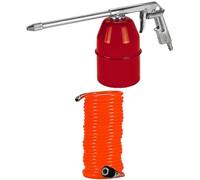 Einhell Pistolet pulvérisateur à air comprimé pour compresseur (8 bar max, réservoir 0,9L, spécial produits nettoyants et huiles légères, régulateur débit et de jet, raccord inclus) + Tuyau spirale 8m