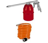 Einhell Pistolet pulvérisateur à air comprimé pour compresseur (8 bar max, réservoir 0,9L, spécial produits nettoyants et huiles légères, régulateur débit et de jet, raccord inclus) + Tuyau spirale 4m