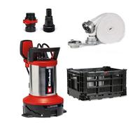 Einhell Pompe de relevage/Kit innondation GE-DP 7535 N LL | 750 W | 10 bar | débit 18500 l/h | hauteur 9 m | particules Ø 35 mm | tuyau 10 m | adaptateur universel