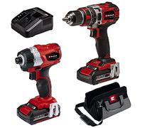 Einhell Power X-Change Ensemble perceuse sans fil et visseuse à percussion 18 V - Comprend un sac de rangement, 2 piles et un chargeur - TP-CD 18/50 Li-i + TP-CI 18 Li - Perceuses combinées sans