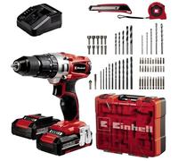 Einhell Perceuse-visseuse à percussion TE-CD 18/2 Li-ion 18V 44Nm – 2x2,0Ah+chargeur+64 accessoires