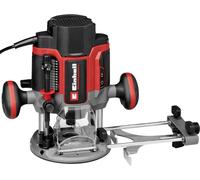 Einhell Professional Défonceuse TP-RO 1400 E (1400 W, hauteur de course 55 mm, pinces de serrage Ø 6 et 8 mm, lampe LED, avec guide parallèle, pointe de compas, bague de copiage & outil)