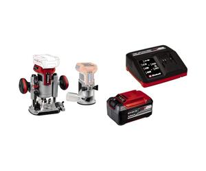 Einhell Professional Défonceuse-affleureuse combinée sans fil TP-RO Set 18 Li BL-Solo Power X-Change (18V, moteur sans charbon, réglage fin de profondeur fraisage, accessoires, sac)+ starter kit 5,2Ah