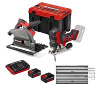 Einhell Professional Pack 2 machines sans fil BL - Power X-Change (Scie plongeante, Scie Sauteuse) + Twincharger et 2 Batteries 4,0Ah + 1 Coffret rangement E-Case + Rail de guidage