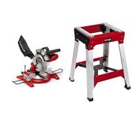Einhell Scie à onglet radiale TC-MS 2112 (1600 W, Largeur de coupe maximale : 120 mm, Tête de scie inclinable, Sac à poussière et blocage de sécurité) VERSION KIT avec Piètement Universel