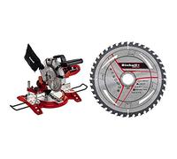 Einhell Scie à onglet radiale TC-MS 2112 (1600 W, Largeur de coupe maximale : 120 mm, Tête de scie inclinable, Sac à poussière et blocage de sécurité) VERSION KIT avec Lame de Coupe Fine en Métal Dur