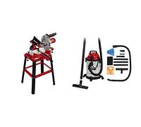 Einhell Scie à onglet radiale TC-SM 2531/2 U (1 900 W, 4 800 tours/min, système de glissière intégré pour pièces jusqu’à 310 mm de largeur) VERSION KIT avec Aspirateur Eaux et Poussières TC-VC 1820 SA
