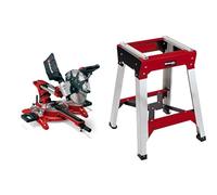 Einhell Scie à onglet radiale TC-SM 2534/1 Dual (puissance max. 2350 W, système de glissière intégré, avec lame aux carbures de tungstène précise) VERSION KIT avec Piètement Universel