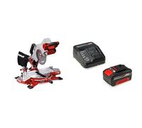 Einhell Scie à onglet sans fil Solo Système Power X-Change + Starter Kit Power X-Change , Lithium-Ion, 1 chargeur + 1 batterie, Temps de charge : 80 min, Témoin de niveau de charge)