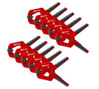 Einhell Set de 10 pinces à ressort, capacité de serrage de 50 mm | 110 x 103 x 23 mm | mors orientables 45° | serrage 12 kg | 3 rainures en V | usage à une main | poignées antidérapantes