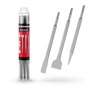 Einhell Set de 3 Burins SDS Plus, 250 mm (Pointu, Plat 20 mm, Bêche 40 mm) en Acier 40Cr Pour Travaux de Démolition et Rénovation