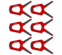 Einhell Set de 6 pinces à ressort, capacité de serrage de 100 mm | 200 x 155 x 35 mm | mors orientables 45° | serrage 14 kg | 3 rainures en V | usage à une main | poignées antidérapantes
