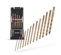 Einhell Set de forets métal HSS-Co 13 pcs (Alliage cobalt, Affûtage de précision, Pointe en croix, Gorges en N, Queue trois plats, Boîte de rangement)